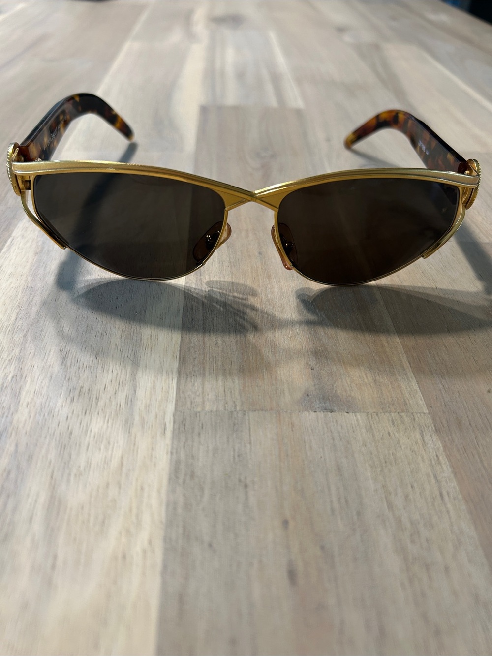 Vtg Laura Biagiotti LB 718/S Gold Tortoise Sunglasses Italy 90s